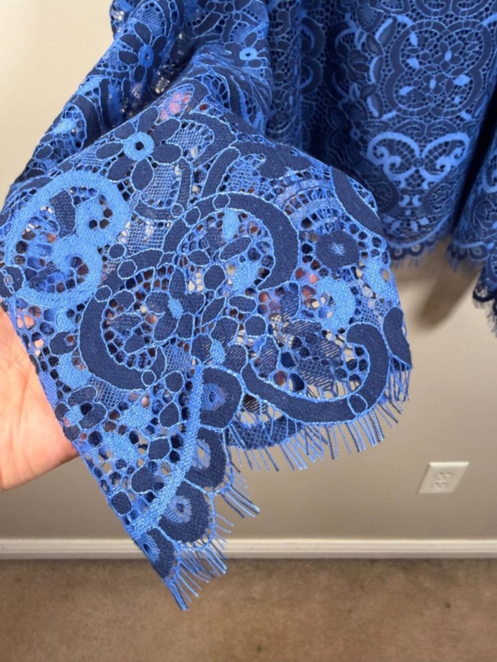 Lilly Pulitzer Averi Lace Long Sleeve Top Size Large Boca Blue Preppy Event - Picture 8 of 13
